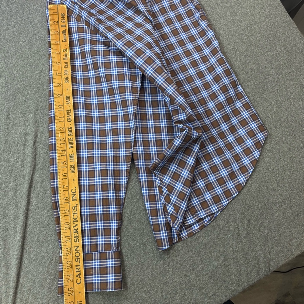 Thomas Dean‎ Men's Blue and Brown Checkered Shirt - Picture 6 of 7